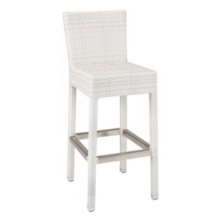 WIC-07B Floridian Modern White Woven Outdoor Commercial Coastal Bar Stool 